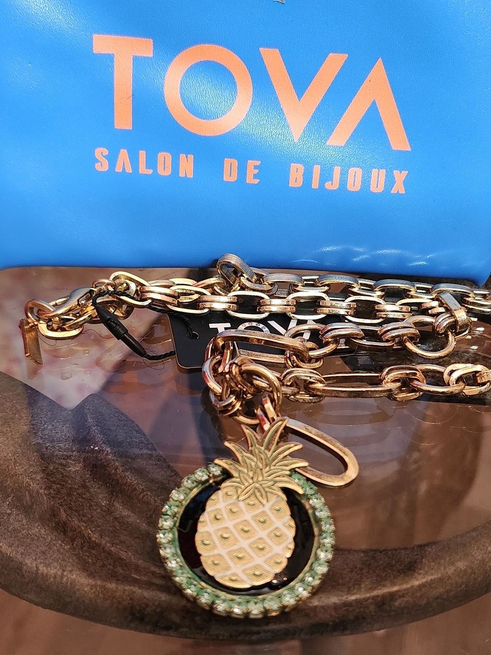 Tova Gold-Tone Pineapple Pendant Necklace -
